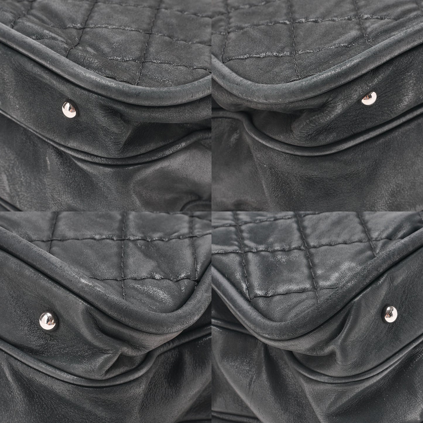CHANEL Sparkle Leather Matelasse Coco Mark 2WAY Chain Shoulder Black Silver-Tone Hardware, Pre-Owned