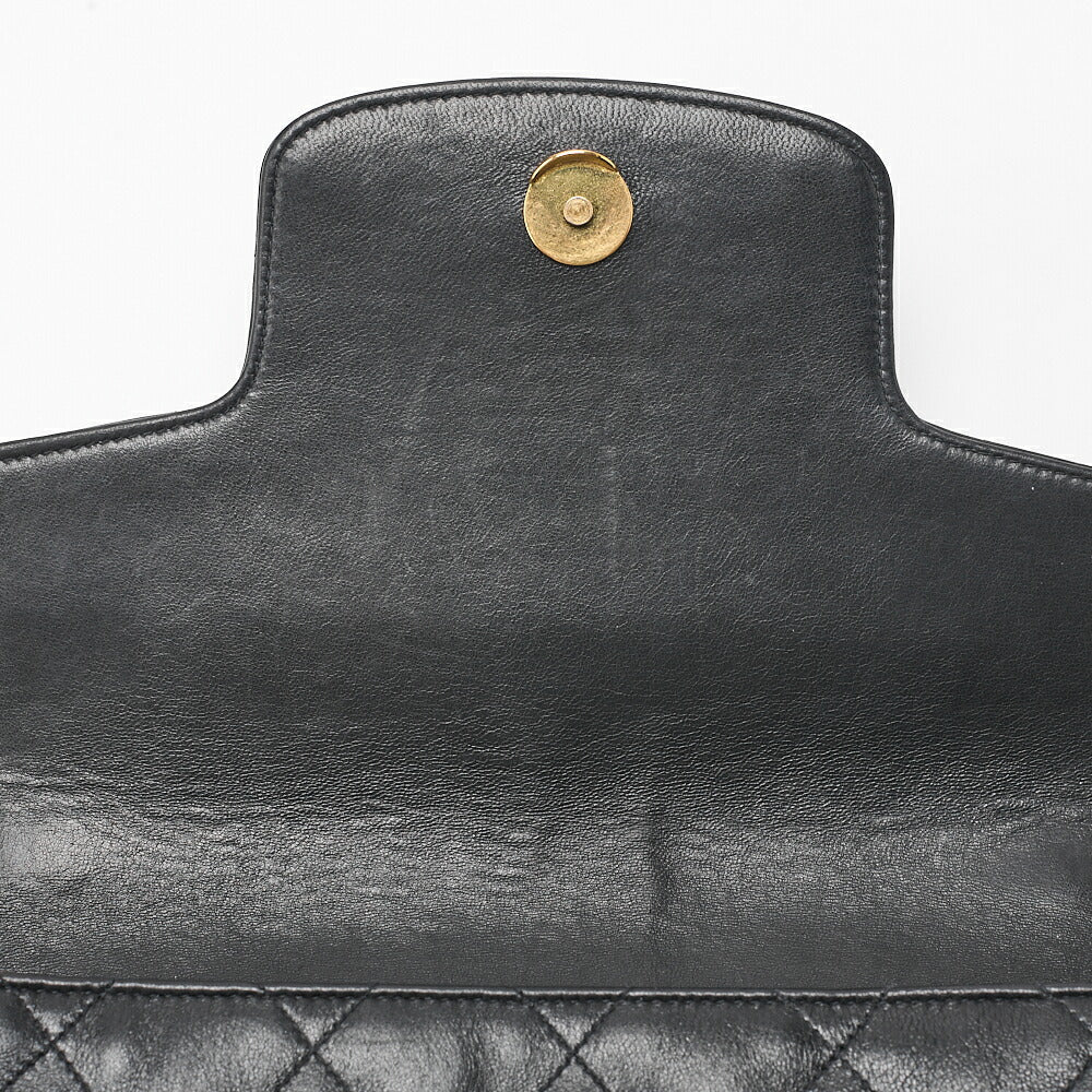 CHANEL Lambskin x Enamel Matelasse Coco Mark Logo Chain Handbag Black Gold-Tone Hardware, Pre-Owned