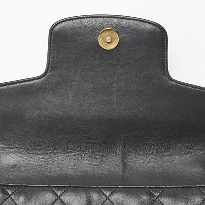 CHANEL Lambskin x Enamel Matelasse Coco Mark Logo Chain Handbag Black Gold-Tone Hardware, Pre-Owned
