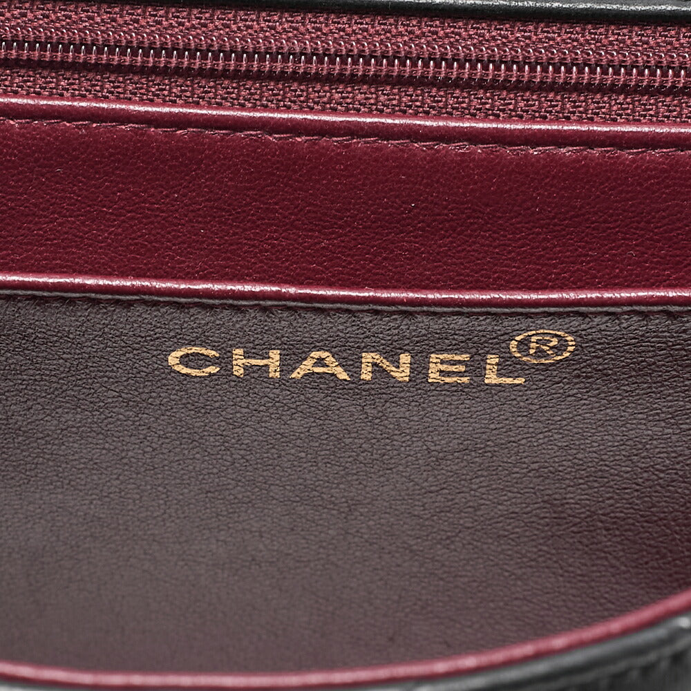 CHANEL Lambskin x Enamel Matelasse Coco Mark Logo Chain Handbag Black Gold-Tone Hardware, Pre-Owned
