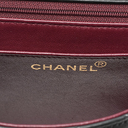CHANEL Lambskin x Enamel Matelasse Coco Mark Logo Chain Handbag Black Gold-Tone Hardware, Pre-Owned