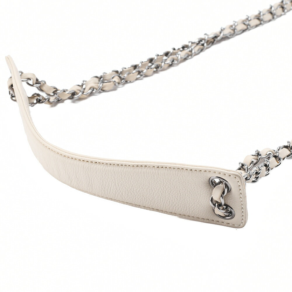 CHANEL Calfskin Big Coco Diamond Stitch Chain Shoulder Ivory Silver-Tone Hardware, Pre-Owned