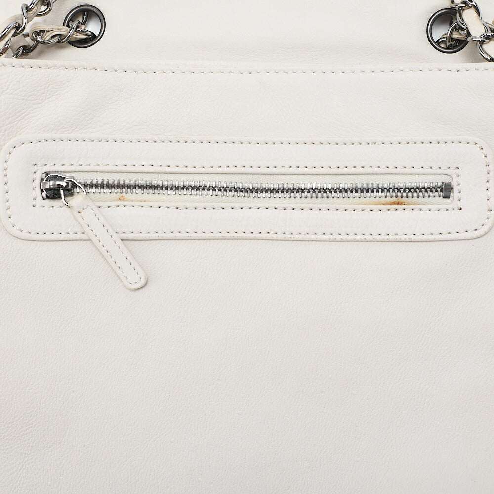 CHANEL Calfskin Big Coco Diamond Stitch Chain Shoulder Ivory Silver-Tone Hardware, Pre-Owned