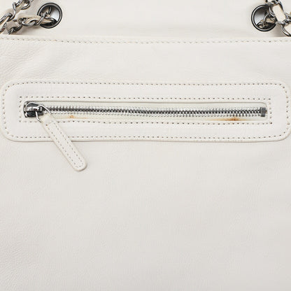 CHANEL Calfskin Big Coco Diamond Stitch Chain Shoulder Ivory Silver-Tone Hardware, Pre-Owned