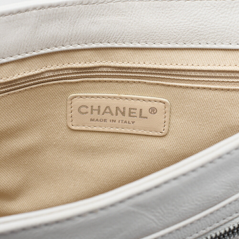 CHANEL Calfskin Big Coco Diamond Stitch Chain Shoulder Ivory Silver-Tone Hardware, Pre-Owned