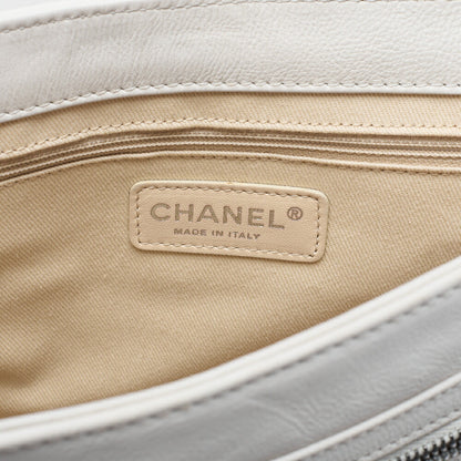 CHANEL Calfskin Big Coco Diamond Stitch Chain Shoulder Ivory Silver-Tone Hardware, Pre-Owned