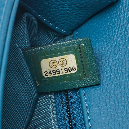 シャネル キャビアスキン マトラッセ ターンロック 2WAY チェーンショルダー ディール グリーン ゴールド金具 中古