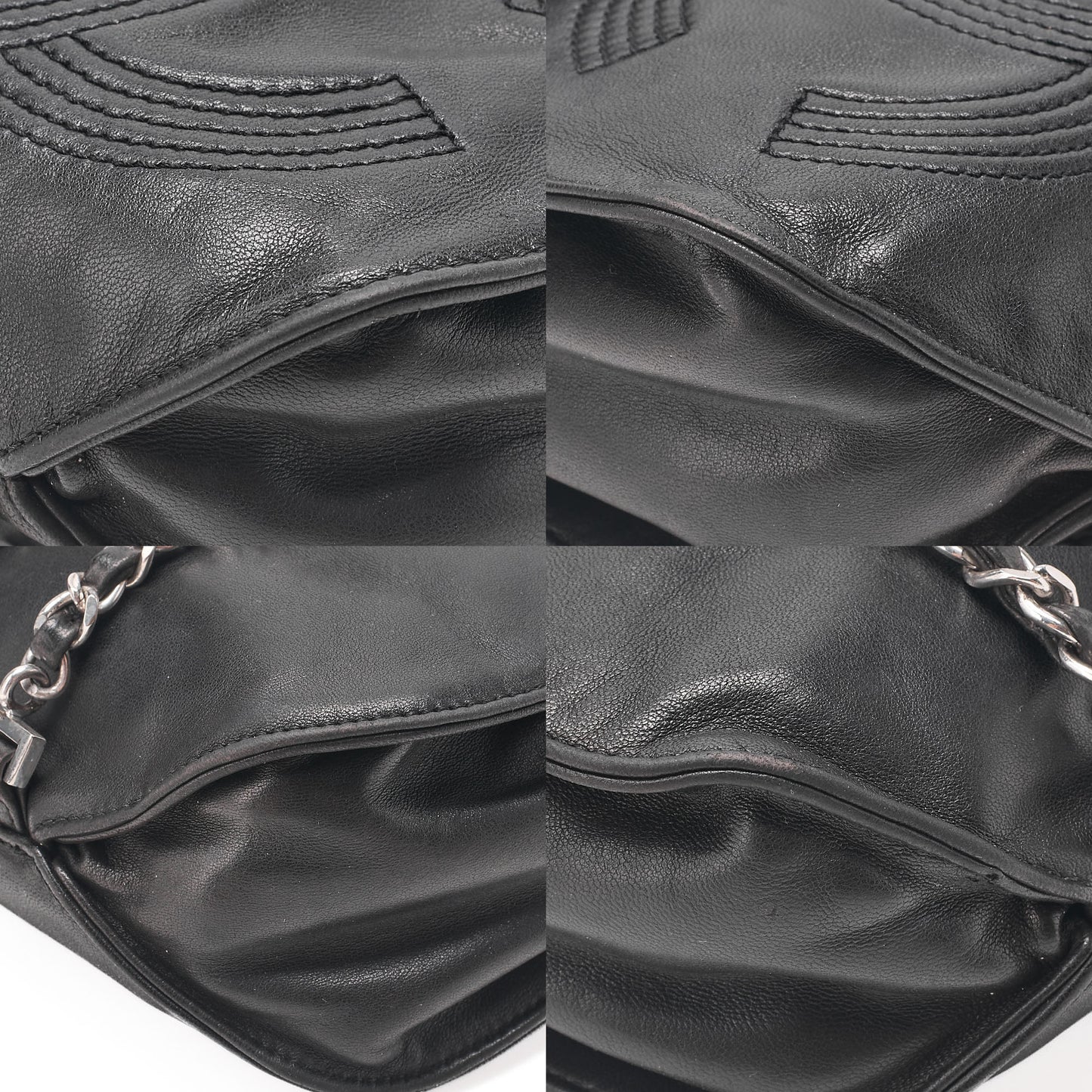 シャネル ラムスキン ココマーク チェーン バックパック ブラック シルバー金具 中古品