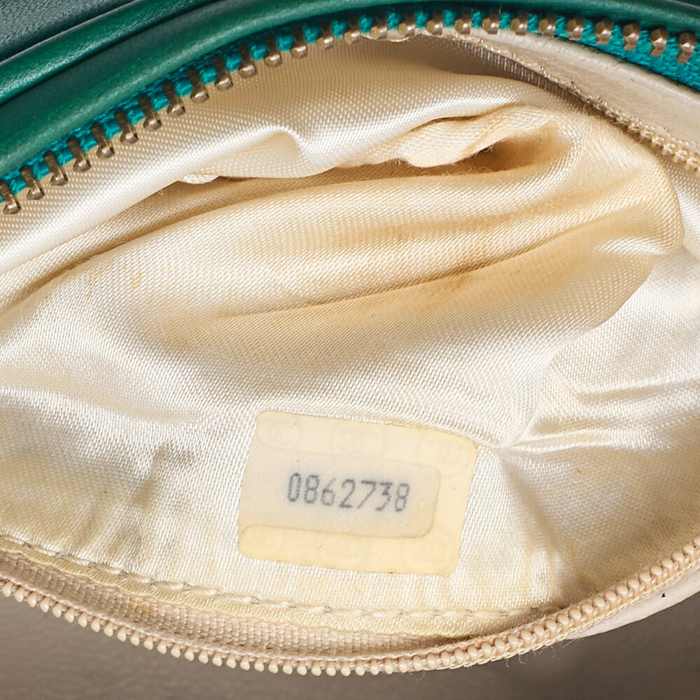 シャネル ラムスキン マトラッセ ココマーク フリンジ チェーンショルダー 緑 ゴールド金具 中古