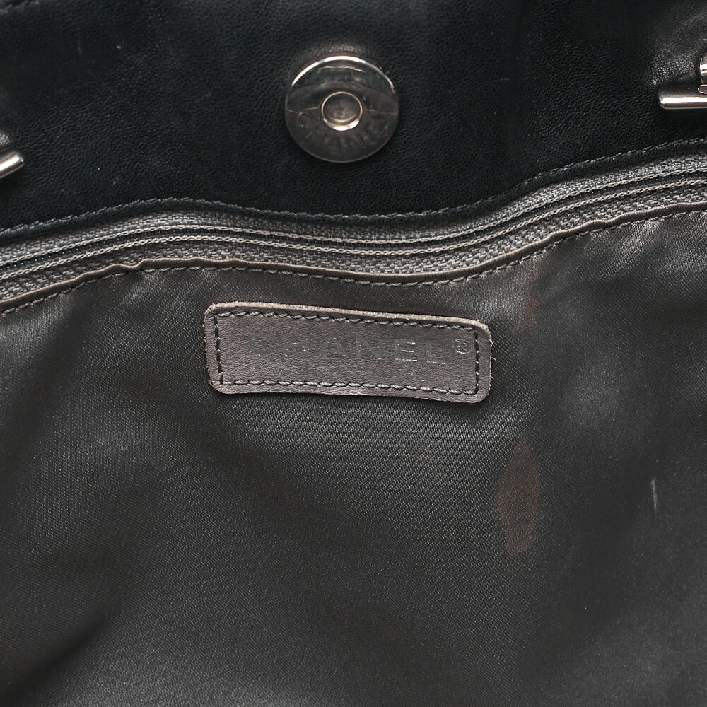 CHANEL Tweed x Leather x Vinyl Matelasse Chain Tote Bag Black Silver-Tone Hardware, Pre-Owned