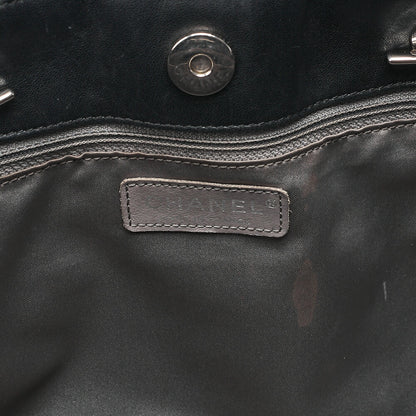 CHANEL Tweed x Leather x Vinyl Matelasse Chain Tote Bag Black Silver-Tone Hardware, Pre-Owned