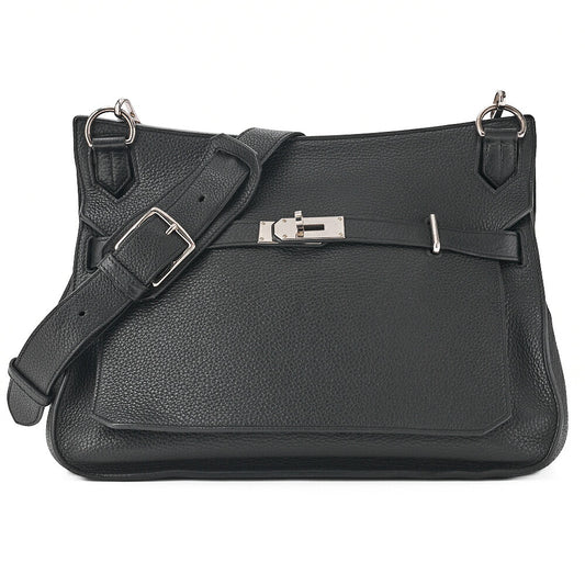 HERMES Gypsy 34 Tryon Clemence Shoulder Bag Black Silver-Tone Hardware, Pre-Owned