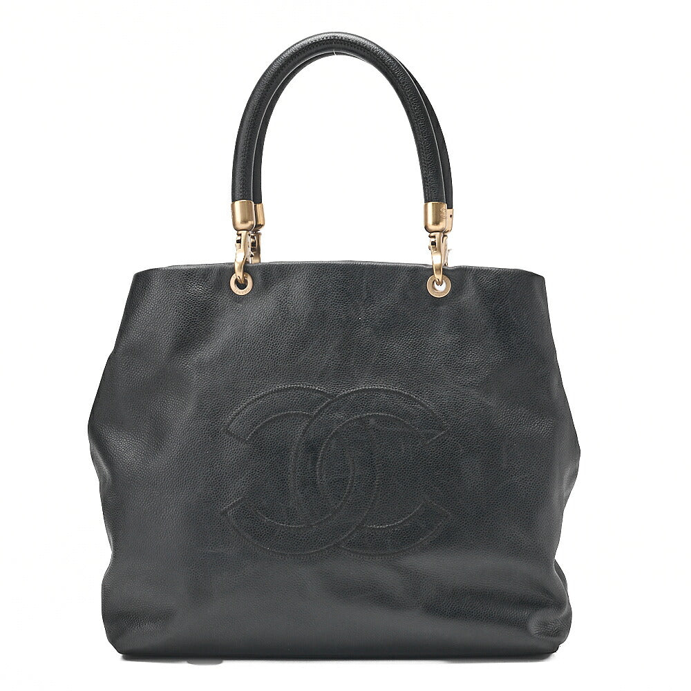 CHANEL Caviar Skin Big Coco Mark Handbag Detachable Black Gold-Tone Hardware, Pre-Owned