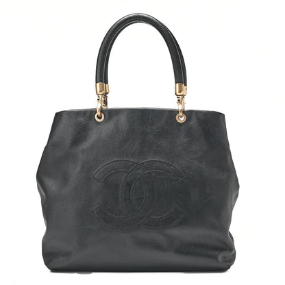 CHANEL Caviar Skin Big Coco Mark Handbag Detachable Black Gold-Tone Hardware, Pre-Owned