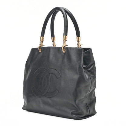 CHANEL Caviar Skin Big Coco Mark Handbag Detachable Black Gold-Tone Hardware, Pre-Owned