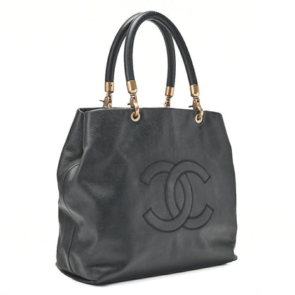 CHANEL Caviar Skin Big Coco Mark Handbag Detachable Black Gold-Tone Hardware, Pre-Owned