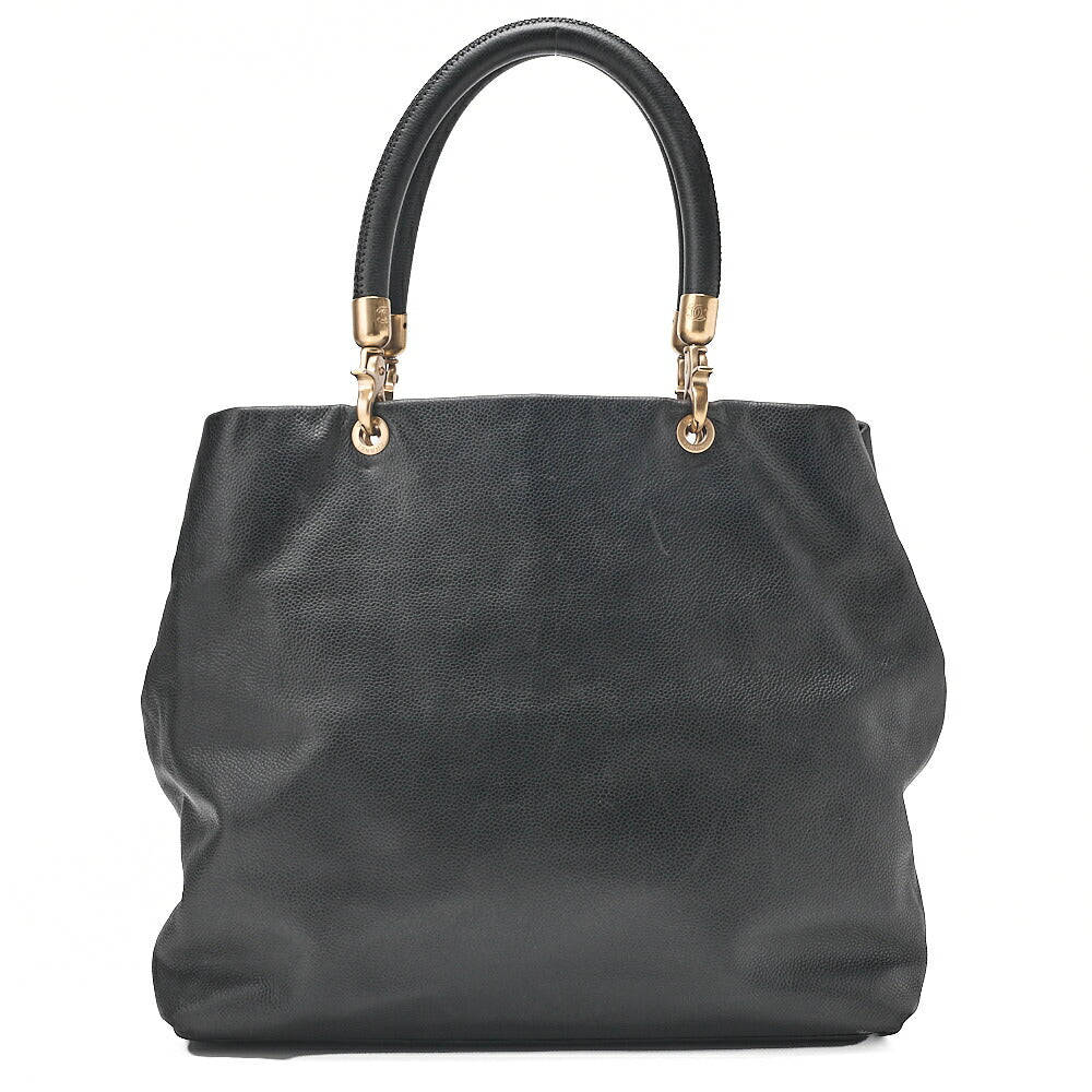 CHANEL Caviar Skin Big Coco Mark Handbag Detachable Black Gold-Tone Hardware, Pre-Owned