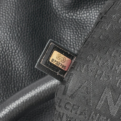 CHANEL Caviar Skin Big Coco Mark Handbag Detachable Black Gold-Tone Hardware, Pre-Owned
