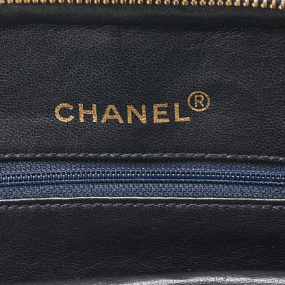シャネル ジャージ ×ラムスキン Vステッチ サークルチャーム ショルダーバッグ レッド×ネイビー ゴールド金具 中古品