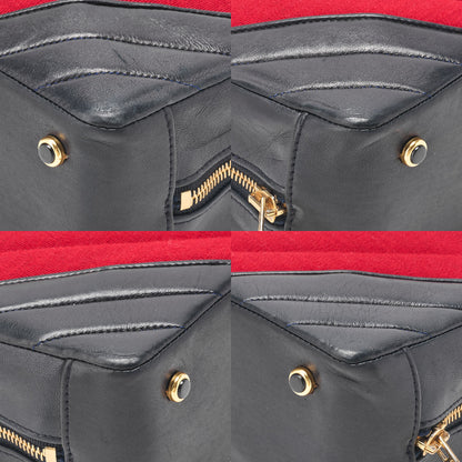シャネル ジャージ ×ラムスキン Vステッチ サークルチャーム ショルダーバッグ レッド×ネイビー ゴールド金具 中古品