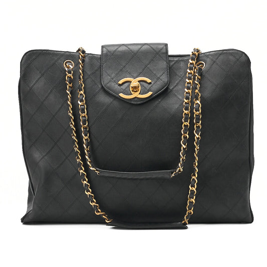 CHANEL Shoulder Bag Supermodel Matelasse Bicolore Double Chain Shoulder Lambskin Black Gold-Tone Hardware, Pre-Owned