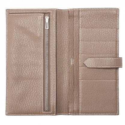 HERMES エルメス ベアンスフレ シェーブル 二つ折り長財布 エトゥープ シルバー金具 中古