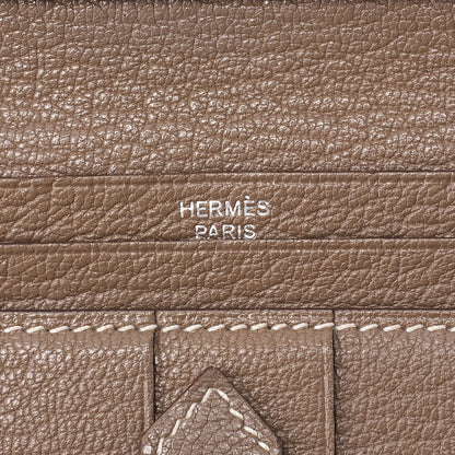 HERMES エルメス ベアンスフレ シェーブル 二つ折り長財布 エトゥープ シルバー金具 中古