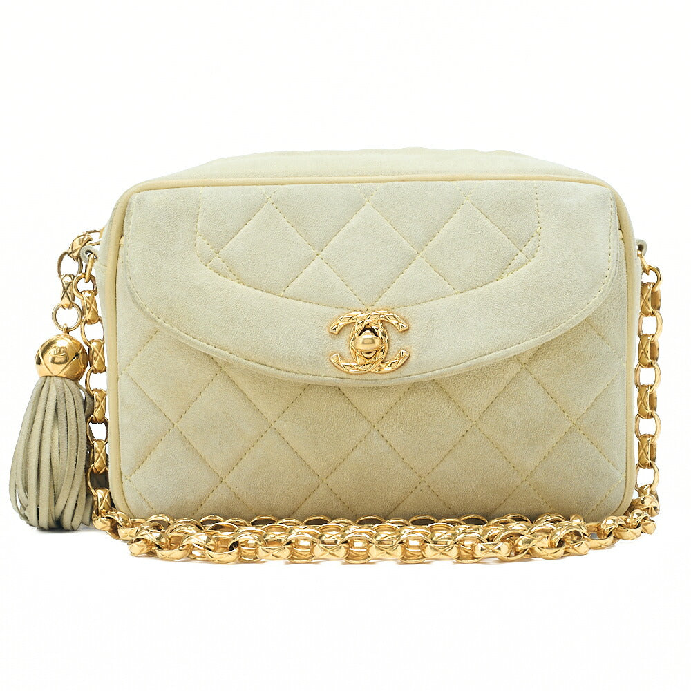 CHANEL Matelasse Coco Mark Fringe Bijou Chain Shoulder Suede Yellow Gold-Tone Hardware, Pre-Owned