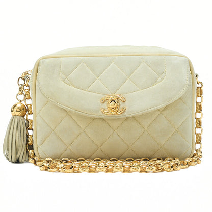 CHANEL Matelasse Coco Mark Fringe Bijou Chain Shoulder Suede Yellow Gold-Tone Hardware, Pre-Owned