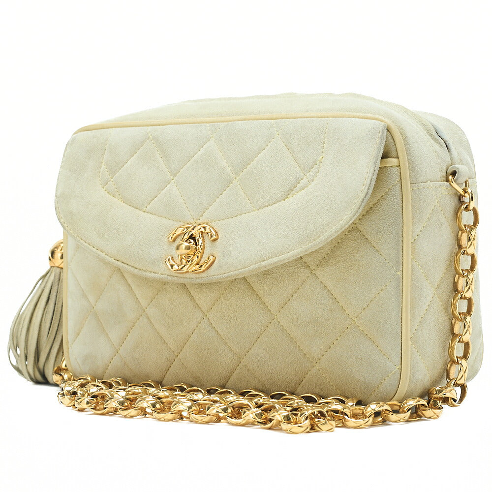 CHANEL Matelasse Coco Mark Fringe Bijou Chain Shoulder Suede Yellow Gold-Tone Hardware, Pre-Owned