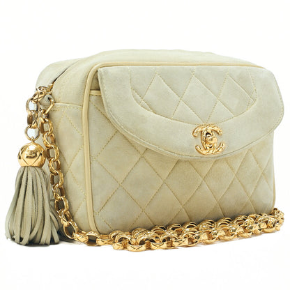 CHANEL Matelasse Coco Mark Fringe Bijou Chain Shoulder Suede Yellow Gold-Tone Hardware, Pre-Owned