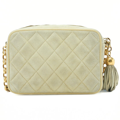 CHANEL Matelasse Coco Mark Fringe Bijou Chain Shoulder Suede Yellow Gold-Tone Hardware, Pre-Owned