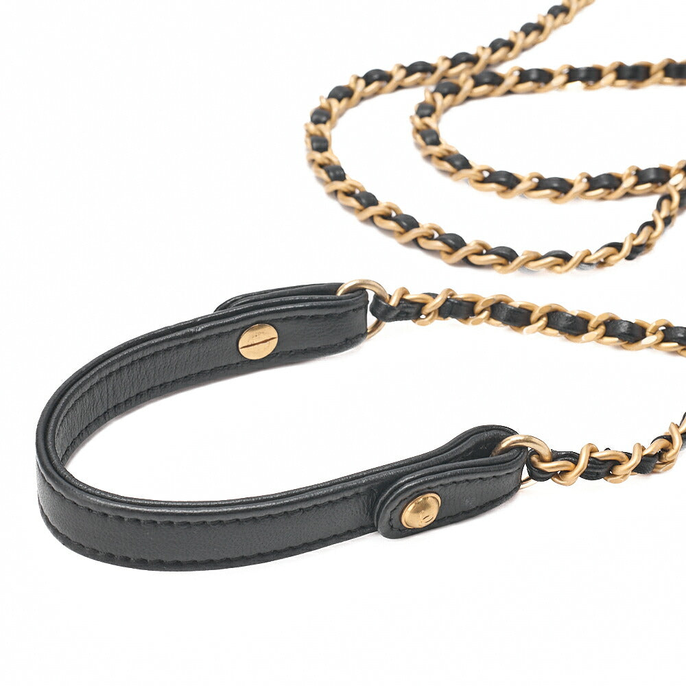 シャネル マトラッセ 2WAY シェブロン チェーン ショルダーバッグ ハンドバッグ ラムスキン 黒 ゴールド金具 中古品