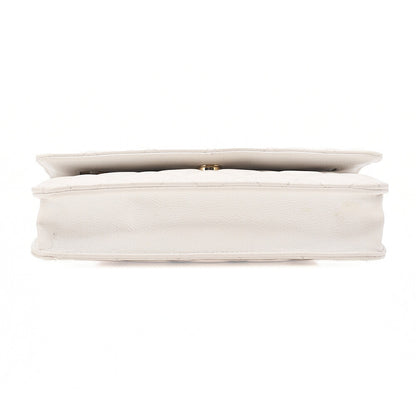 CHANEL シャネル マトラッセ チェーンウォレット キャビアスキン 白 ゴールド金具 中古
