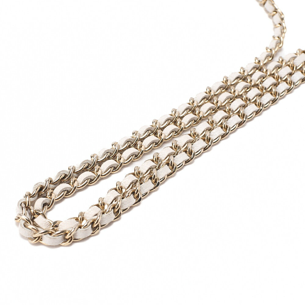 CHANEL シャネル マトラッセ チェーンウォレット キャビアスキン 白 ゴールド金具 中古