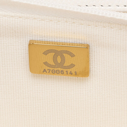 CHANEL シャネル マトラッセ チェーンウォレット キャビアスキン 白 ゴールド金具 中古