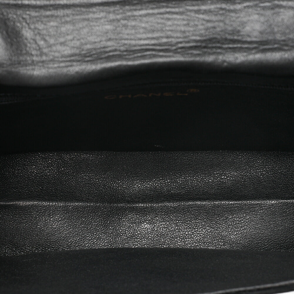 シャネル フル フラップ プッシュロック ベロア ブラック ココマーク チェーンショルダー ゴールド金具 中古品
