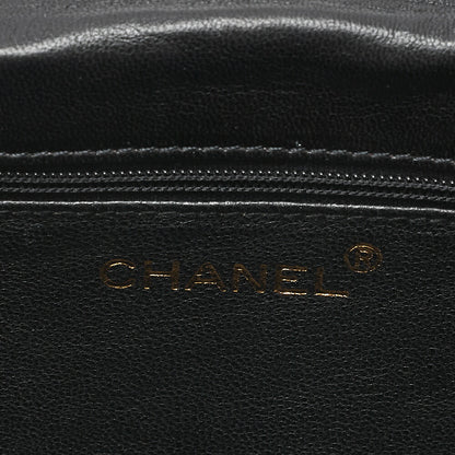シャネル フル フラップ プッシュロック ベロア ブラック ココマーク チェーンショルダー ゴールド金具 中古品