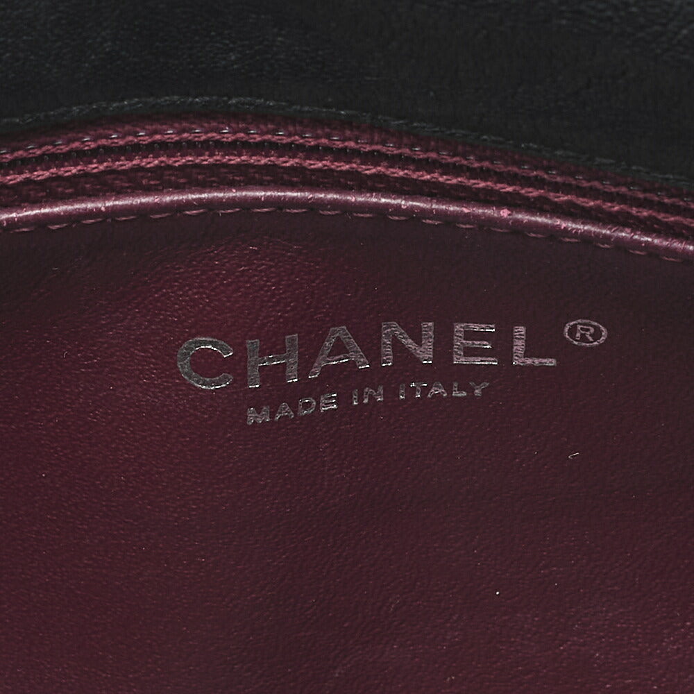 CHANEL カーフスキン スタッズ マトラッセ シングル フラップ チェーンショルダーバッグ ブラック 黒金具 中古品