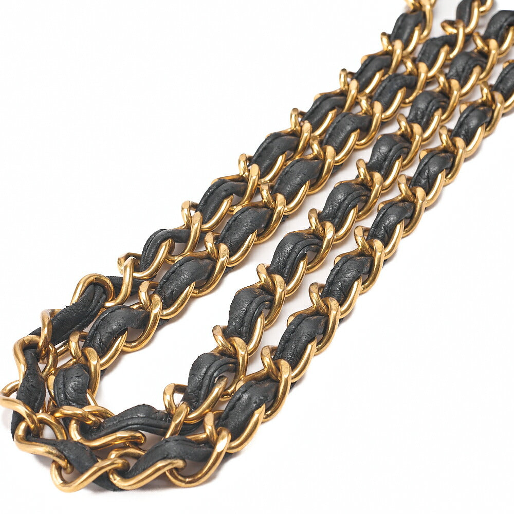 シャネル チェーンショルダーバッグ ココマーク デカマトラッセ 30cm シングルフラップ ラムスキン 黒 ゴールド金具 中古