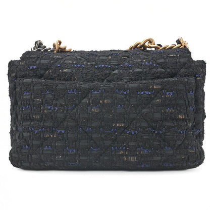 CHANEL Matelasse Chanel 19 Tweed 2-Way Chain Shoulder Black Gold x Silver -Tone Hardware, Pre-Owned