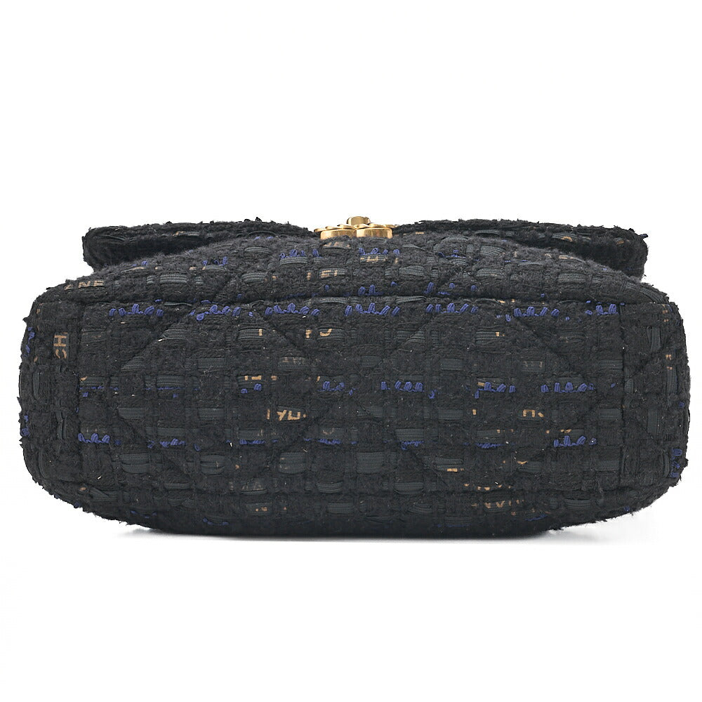 CHANEL Matelasse Chanel 19 Tweed 2-Way Chain Shoulder Black Gold x Silver -Tone Hardware, Pre-Owned