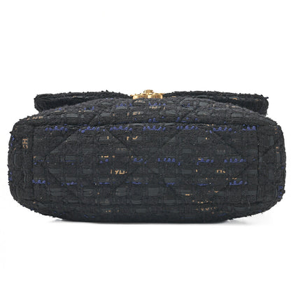 CHANEL Matelasse Chanel 19 Tweed 2-Way Chain Shoulder Black Gold x Silver -Tone Hardware, Pre-Owned