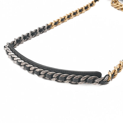 CHANEL Matelasse Chanel 19 Tweed 2-Way Chain Shoulder Black Gold x Silver -Tone Hardware, Pre-Owned