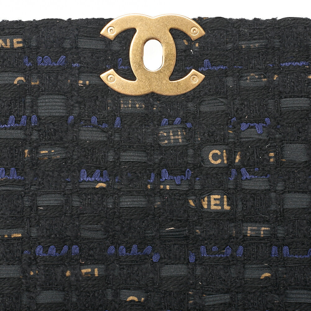 CHANEL Matelasse Chanel 19 Tweed 2-Way Chain Shoulder Black Gold x Silver -Tone Hardware, Pre-Owned