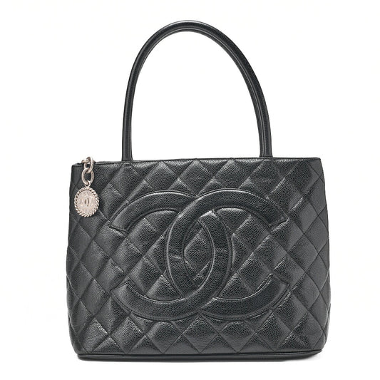 CHANEL Matelasse Reissue Tote Caviar Skin Black Silver-Tone Hardware, Pre-Owned