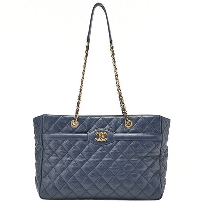CHANEL Chanel Caviar Skin Matelasse Coco Mark Chain Tote Bag Navy Gold-Tone Hardware, Pre-Owned