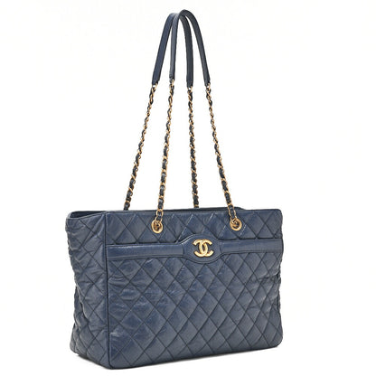 CHANEL Chanel Caviar Skin Matelasse Coco Mark Chain Tote Bag Navy Gold-Tone Hardware, Pre-Owned