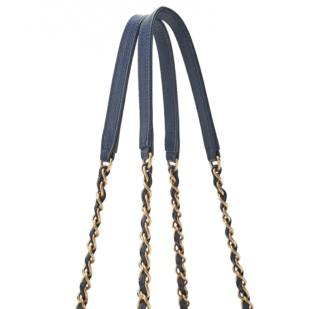 CHANEL Chanel Caviar Skin Matelasse Coco Mark Chain Tote Bag Navy Gold-Tone Hardware, Pre-Owned