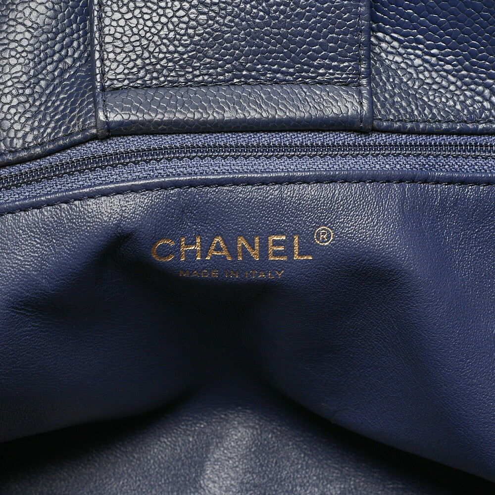 CHANEL Chanel Caviar Skin Matelasse Coco Mark Chain Tote Bag Navy Gold-Tone Hardware, Pre-Owned